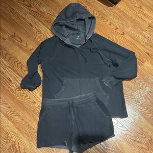 Aerie Charcoal Hoodie and Shorts Set